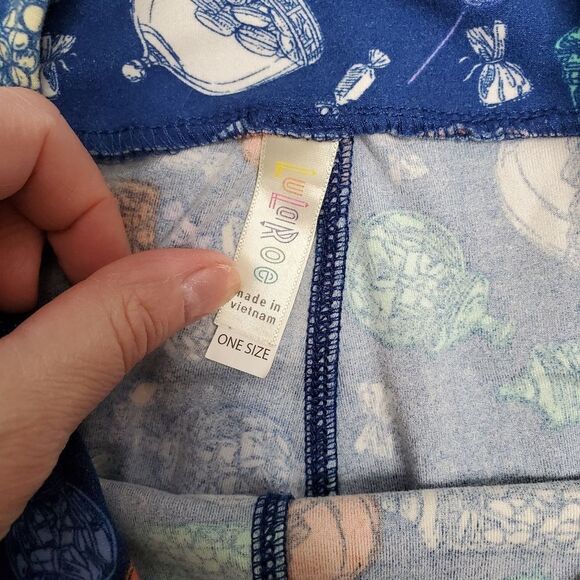 LULAROE leggings blue macaroon pastry pants OS - Picture 5 of 6